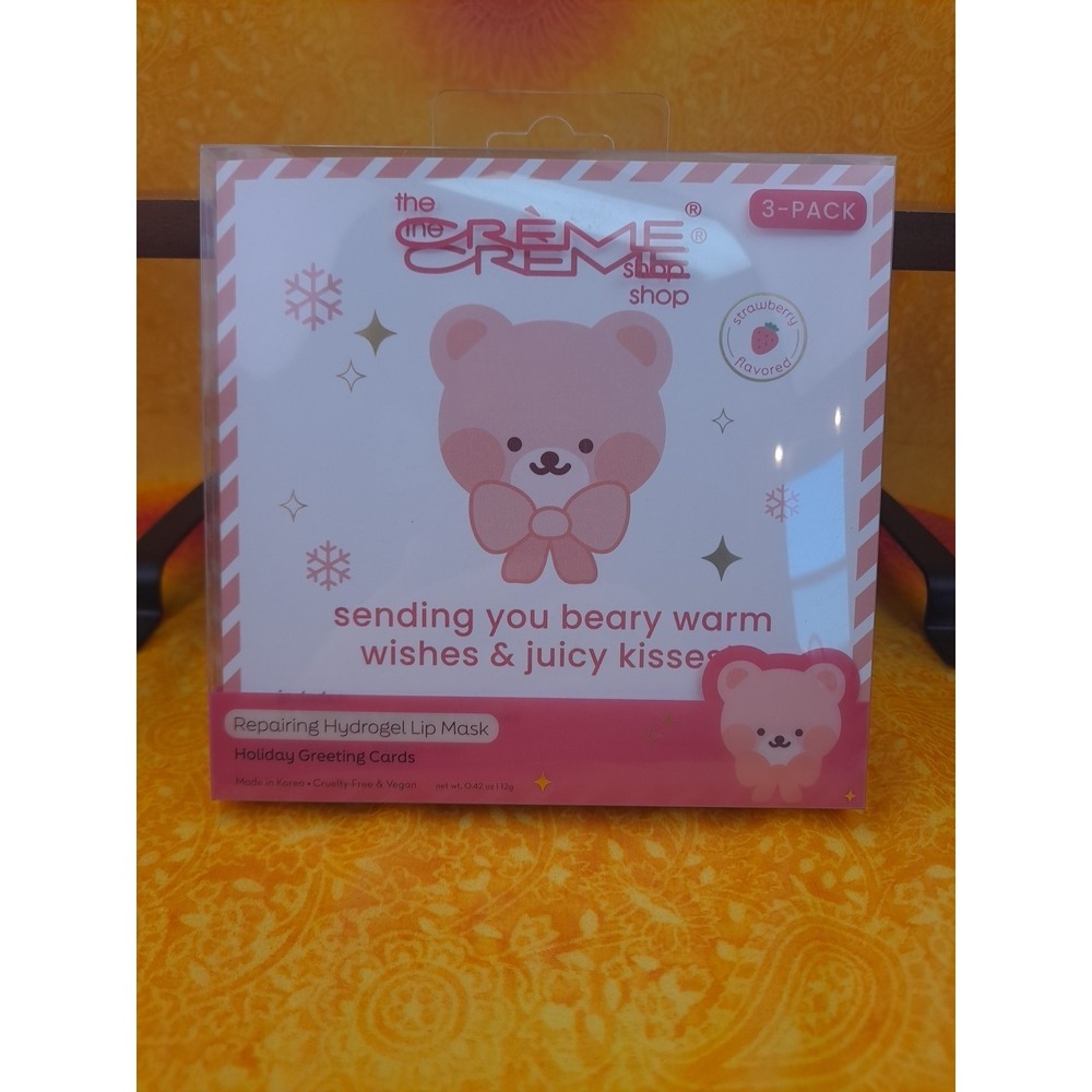 The Crème Shop Strawberry Hydrogel Lip Mask 3-Pack, Vegan + Greeting Cards